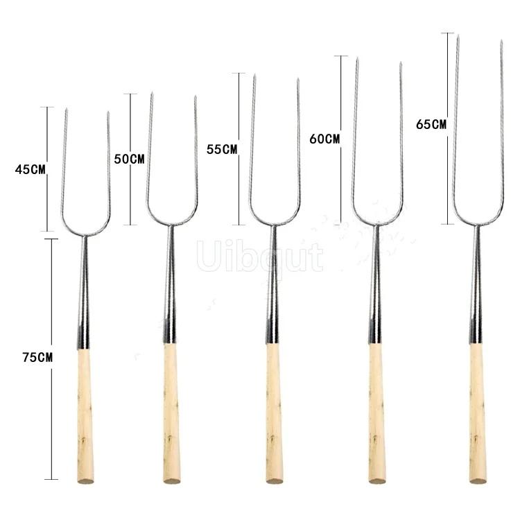 Big meat fork Extendable Roasting Sticks Stainless Steel BBQ Smores Skewers duck BBQ meat fork long large big roast chicken fork