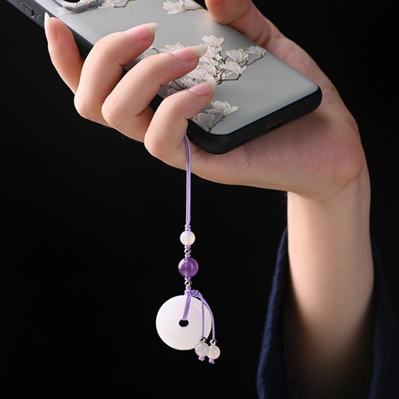 Винтажный кулон-пряжка из белого нефрита, цепочка для телефона, аксессуар, брелок в китайском стиле, уникальный подарок для женщин, девушек