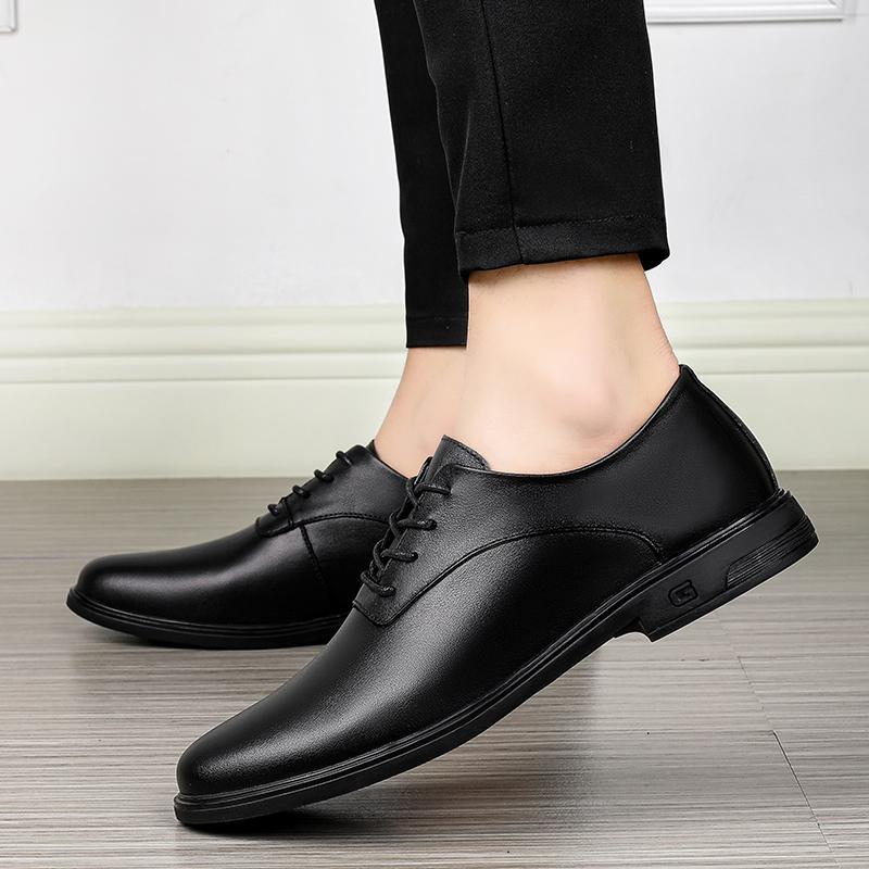 Мужские оксфорды на шнуровке, осенние, из натуральной кожи, модные, для отдыха, деловые, повседневные, мужские туфли, дышащие, массивные, рабочие, мужские туфли