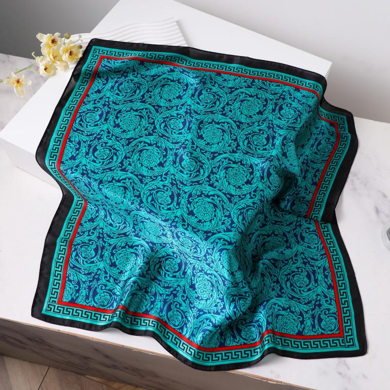 Шелковый женский квадратный шарф - Китайский стиль платок на голову для весны, лета, осени - Защита шеи и согревающий - Элегантный тонкий стиль для мамы