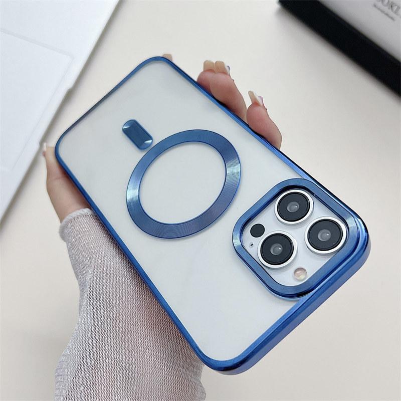 Роскошный магнитный чехол с гальваническим покрытием Golden Shield для беспроводной зарядки для iPhone 14 13 12 11 Pro Max, защитный чехол от падения