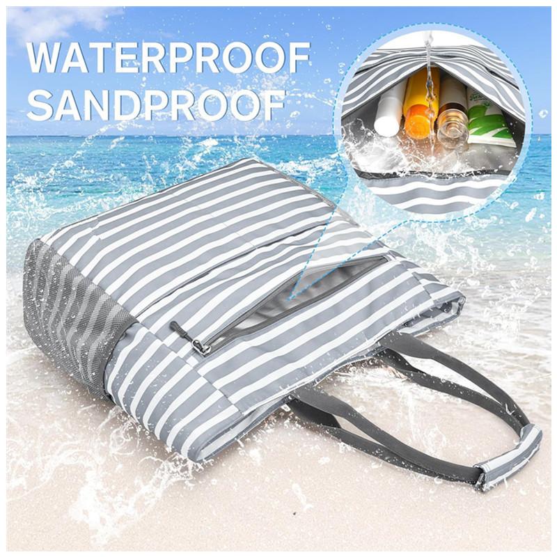 Large Capacity Waterproof Beach Tote Bag With Lightweight Construction For Travel And Outdoor Activities