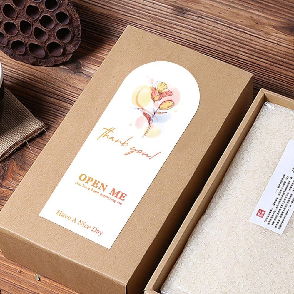 50PCS Commodity Packaging Thanks Decals Floral Pattern Flower Sealing Labels Party