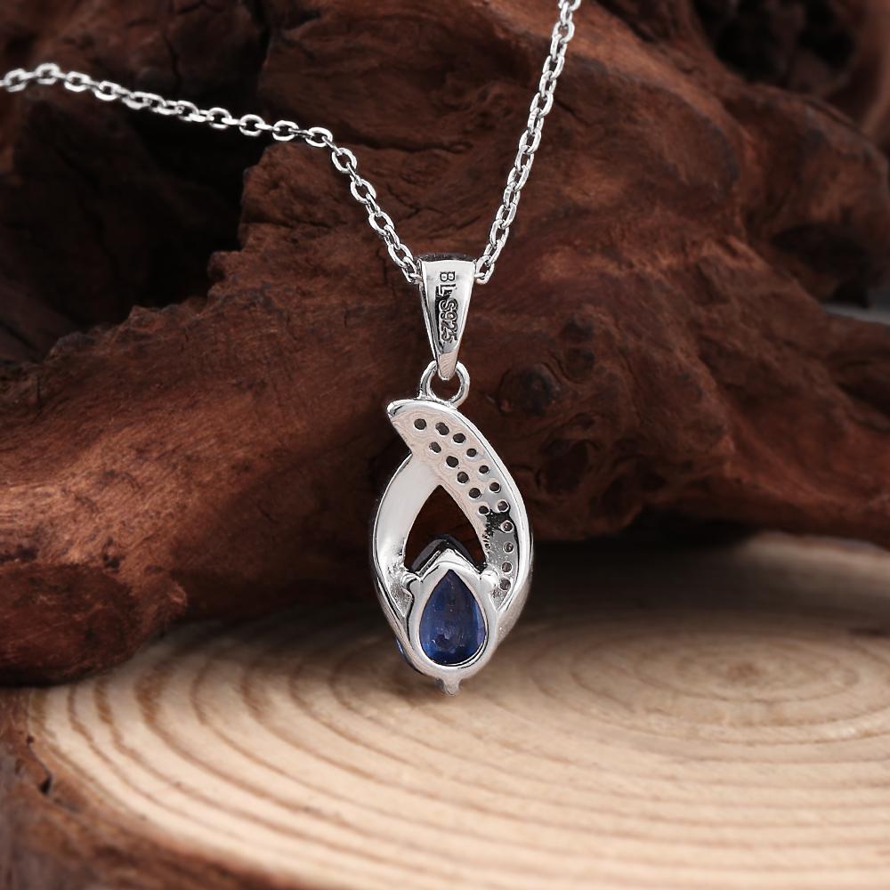 Великолепный натуральный комплект из кольца, серег и ожерелья с кианитом грушевидной формы из стерлингового серебра 925 пробы с настоящим драгоценным камнем, изысканные ювелирные украшения для женского банкета, подарок