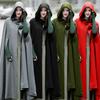 Casual Women Winter Cloak Hooded Sleeveless Button Closure Long Cape Costume Cosplay Outerwear