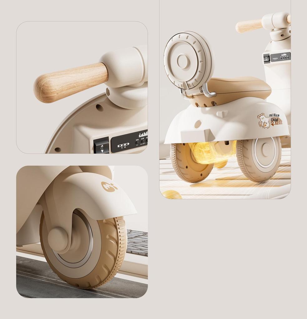 Детский электрический трехколесный мотоцикл с пультом дистанционного управления и световыми эффектами для мальчиков и девочек - Автомобиль Мулан