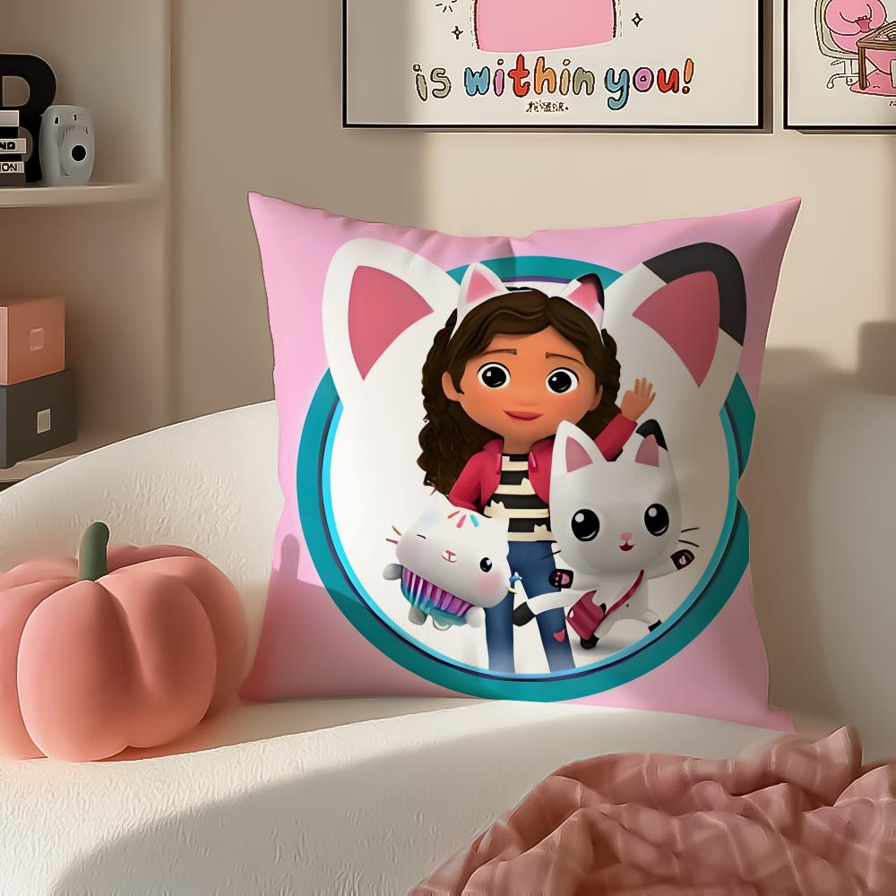 Игривый детский мультфильм Кукольный домик Габби Наволочка Подушка Короткий плюш Невидимая молния Комната Диванная наволочка