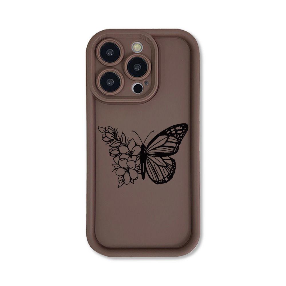 Линия Цветок Бабочка для Чехла на Телефон iPhone16ProMax 14 Apple 13 Матовый 12/15 Премиум 11