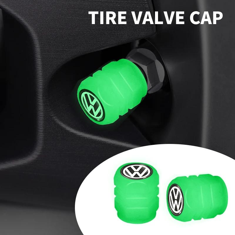 For Volkswagen Luminous Tire Valve Caps Multi-color Fluorescent Night Glowing Decor For Volkswagen VW GTI R Polo Golf MK8 Passat
