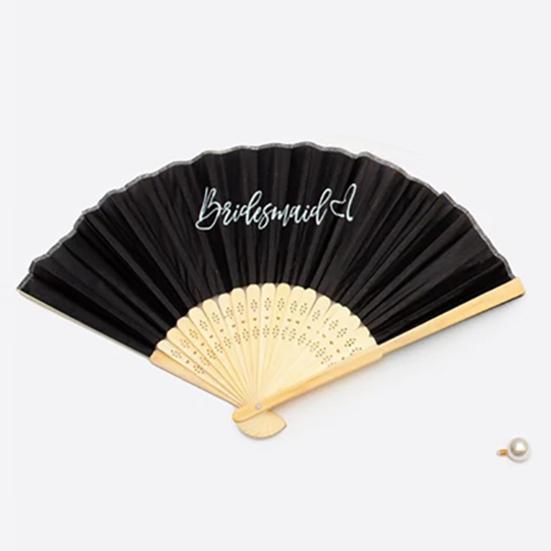 Wedding Handheld Fan Bride And Baidesmaid Bachelor Party Letter Print Retro Strong Hinge