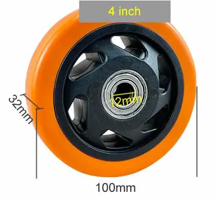 PU Replacement Caster Wheels with Double Bearings Orange Color High Load Capacity Wear Resistance Furniture Wheels