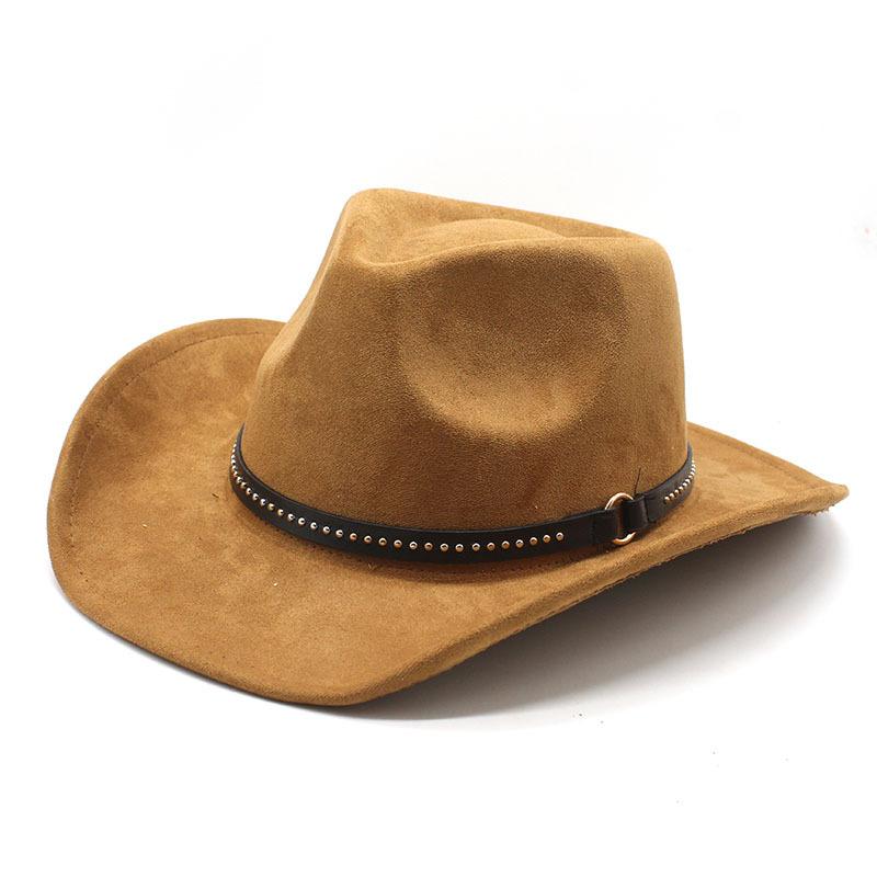Замшевый цилиндр Женская ковбойская шляпа в стиле вестерн Мужская шляпа с поясом в виде головы быка Джазовая шляпа Шляпа