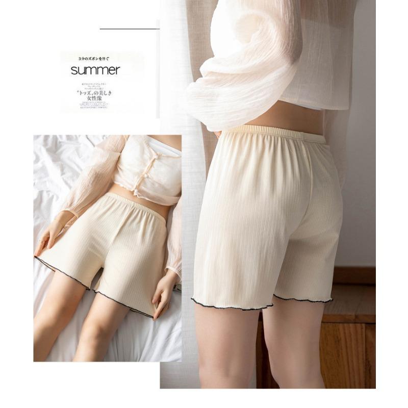 Loose Ice Silk Safety Pants Women's Large Size Anti-leakage Can Wear Thin Leggings Lace High Waist