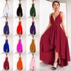Sexy Deep V Women Banquet Evening Party Dress Solid Big Swing Backless Gown Vestidos
