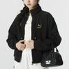 Puma Новогодний логотип вышитый открытый теплый воротник стойка флисовая куртка женская куртка черный 625838-01