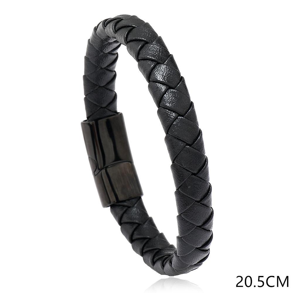 Vintage Braided Leather Bracelet Men'S Fashion Stainless Steel Bracelet Titanium Steel Bracelet Jewelry