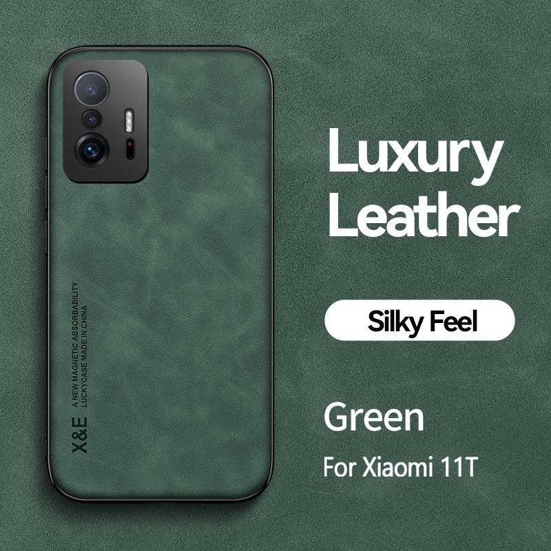 For Xiomi 11T Pro Case Leather Texture Car Magnetic Holder Phone Case For Xiaomi 11T Mi11T Mi 11 T Pro Xiaomi11T Soft Back Cover