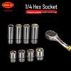 Набор головок Hongtu 1/4" Стандартных и Глубоких без. 10 Маленьких шестигранных ключей для мелких болтов 5,5 мм, Гибкий удлинитель и Универсальный карданный шарнир