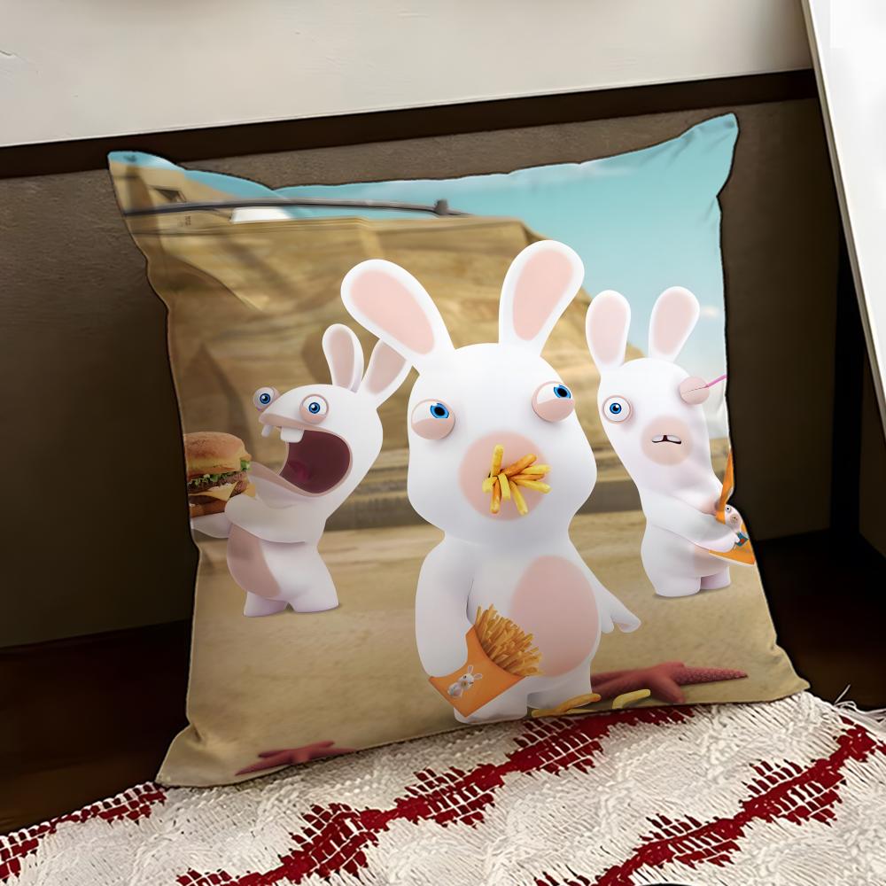 RRabbids IInvasion Cushion Cover Reversible Soft Durable Pillow Cover Home  Car MultiScene Use for Daily Comfort