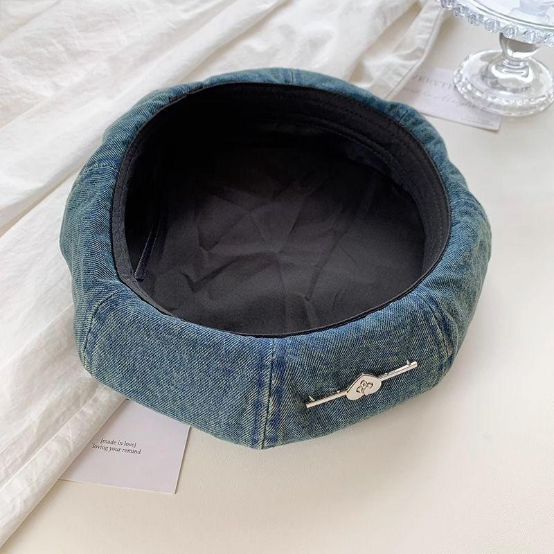 Autumn Hat Female Love Cowboy Beret Big Head Circumference Showing Face Small Octagonal Hat Fashion Versatile Painter Hat