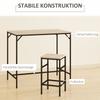 Bar Table Set Standing Table with 4 Bar Stools, 5-Piece Table Set, Steel Oak