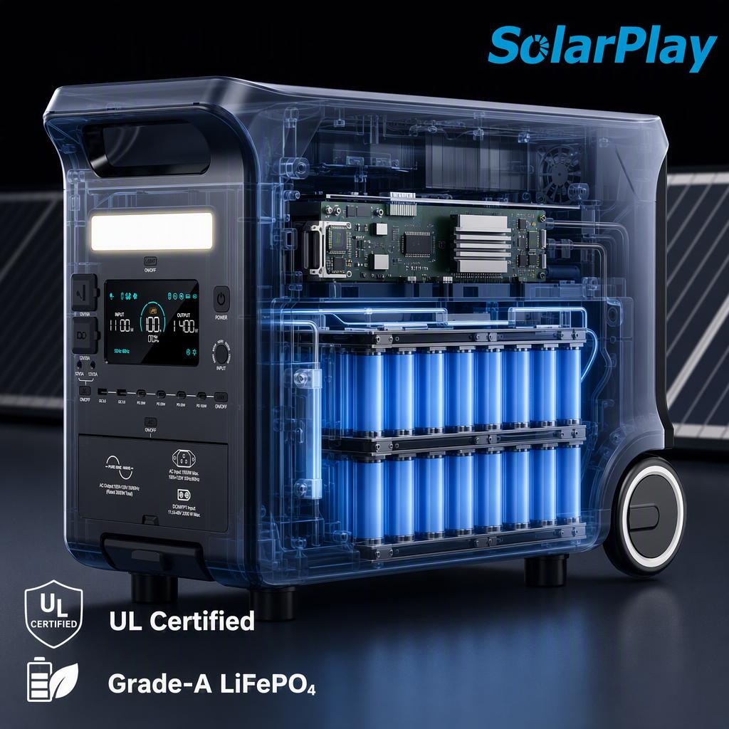 Solarplay 3600W Portable Power Station 3840Wh Solar Generator with 400W Solar Panel 30% ITC Eligible UL Certified