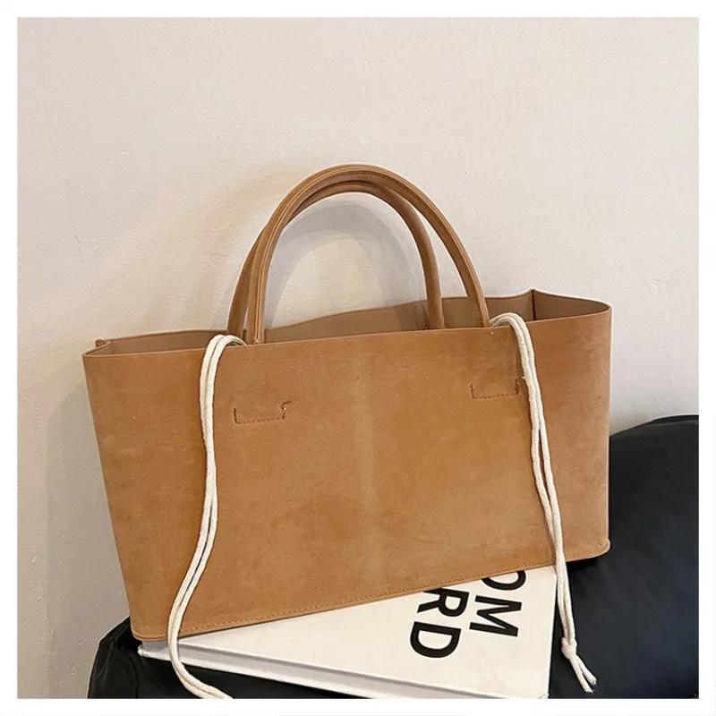 Сумка-корзина из замши в стиле ретро, корейская версия, вместительная, универсальная, для женщин