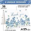 AnyDesign 36 Pack Blue Floral Thank You Cards Bulk Forget-Me-Not Myosotis Sylvatica Flower Greeting Cards with Envelope Sticker Thank You Note Cards