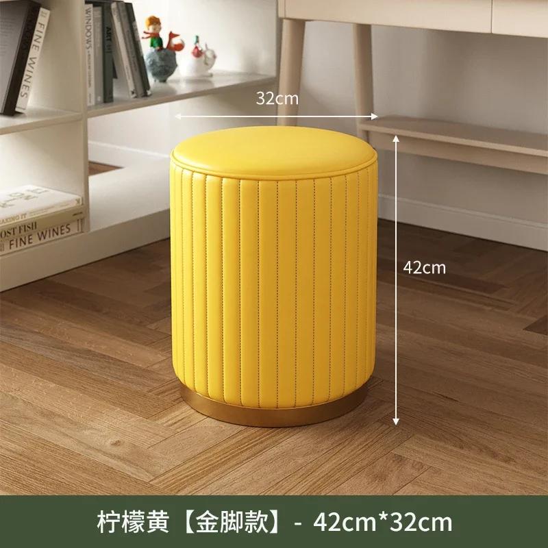 Luxury PU Leather Round Makeup Stool Nordic Style Storage Chair Elegant Sofa Stool for Bedroom Dressing Table