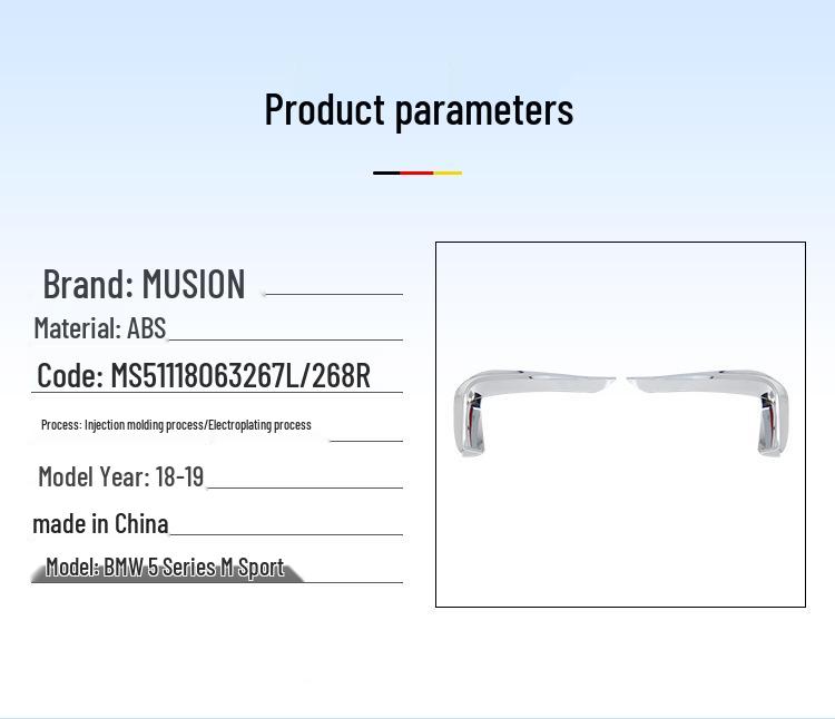 Manshi Front Fog Light Cover for BMW 5 Series 525Li/530Li - Decorative, Bright Trim Strip