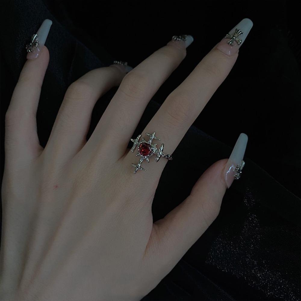 Винтажное кольцо-крест, готическое открывающееся кольцо на палец, креативное кольцо с сердечком и любовью для пары