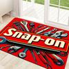 Нескользящий коврик для двери с логотипом Snap-On Tool, Ярко-красный с черно-белыми иллюстрациями, Моющаяся фланель для декора дома, офиса, гаража