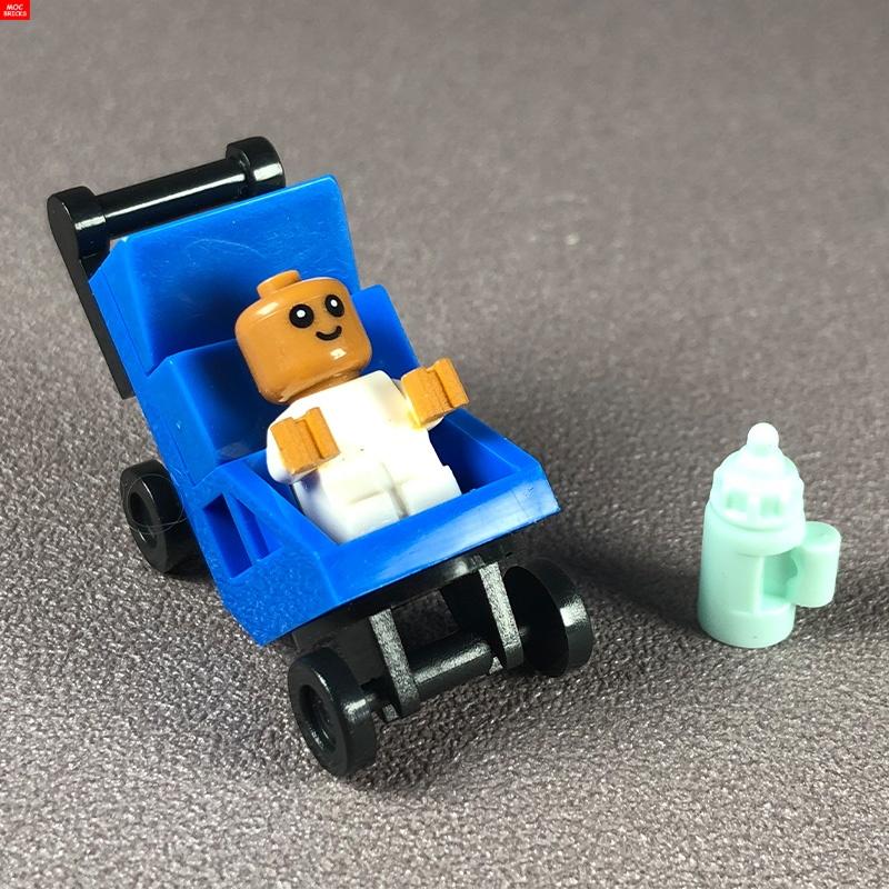 MOC Кубики Детская коляска люлька для младенцев подставка для бутылочки Обучающие Строительные Блоки Игрушки для Детей Девочек Подарок