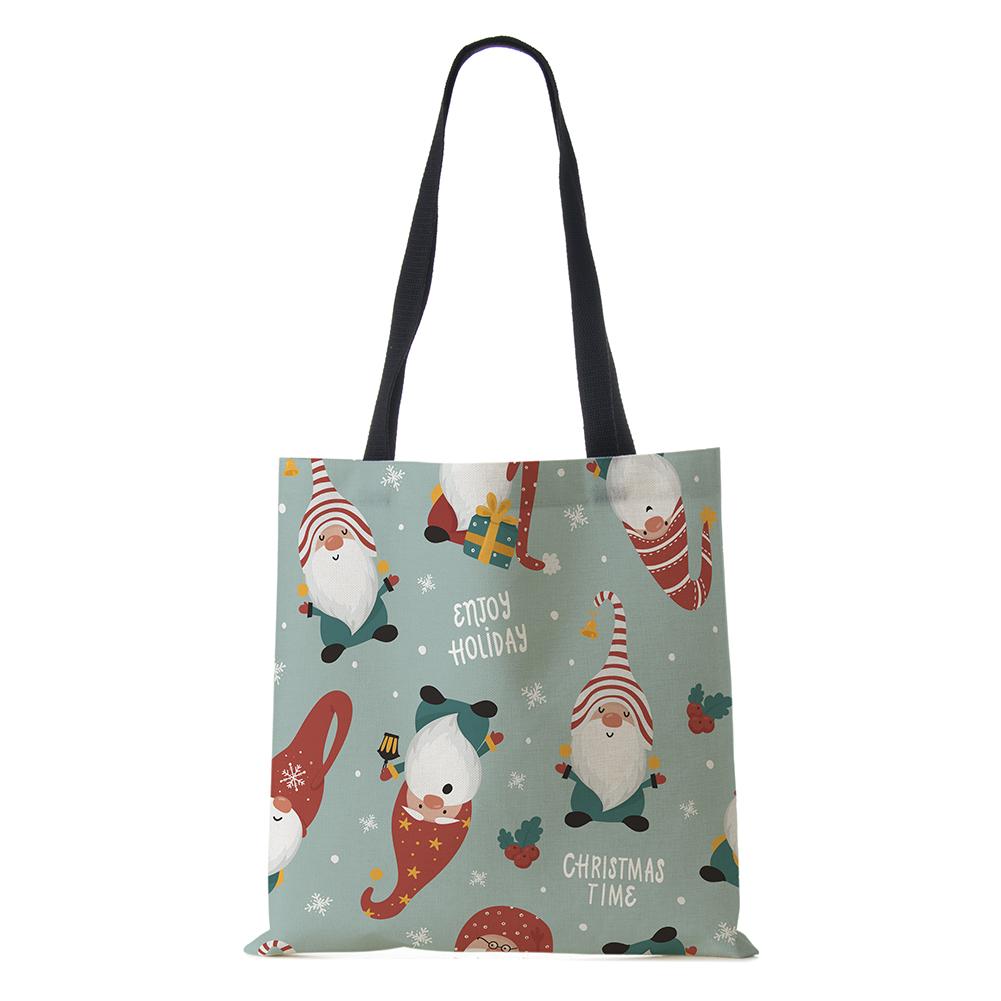 Рождественский Санта Клаус Харадзюку Холщовая сумка-шоппер Многоразовая Вместительная Сумка через плечо 2022 Рождественский подарок Складная сумка-тоут Ручная KTY