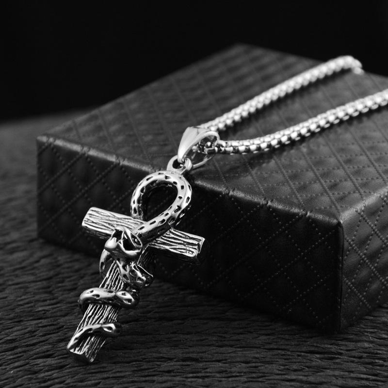 Мужское литое ожерелье из титановой стали, модный персонализированный готический преувеличенный кулон в виде переплетающихся змей