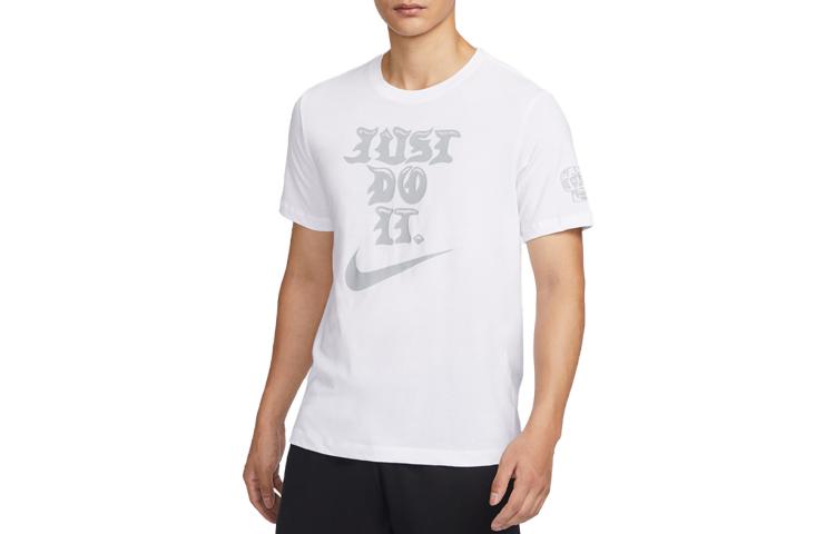 Nike Футболки Мужские Белые С Круглым Вырезом Умеренный Прямой Крой FJ2402-100