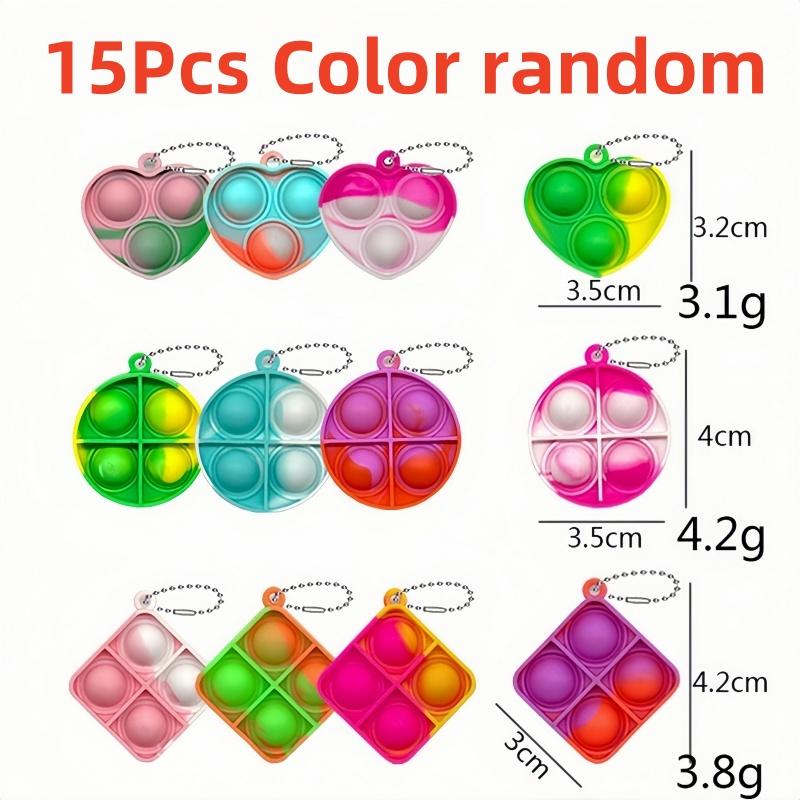 15PCS Pop Fidget Toys Mini Pop Keychains Toddler Toys Fidgets Pack Sensory Toys Bulk Packs Reduce Pressure Party Favors Gifts