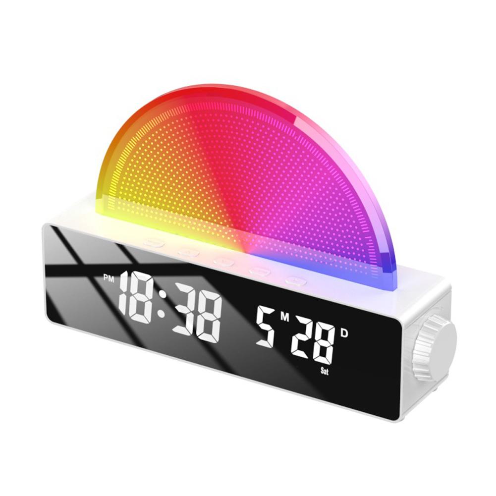 Colorful Alarm Clock Morning Wake Up Alarm Sunrise Simulator Bedroom Night Light Support 2 Wakeup