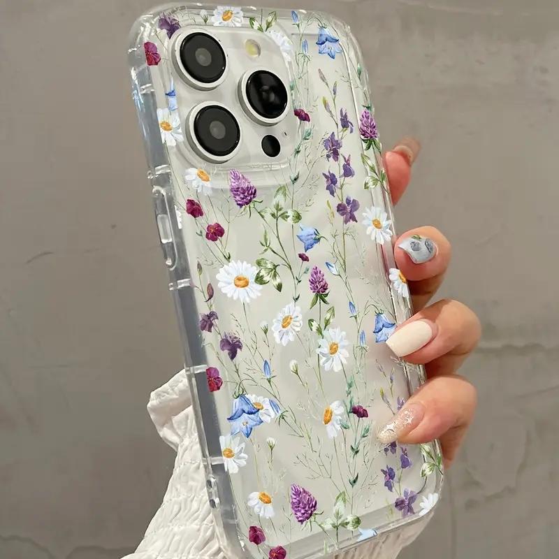 Прозрачный чехол для телефона с цветочным принтом для iPhone 17 16 15 14 13 12 11 Mini Pro Max X XR 8 7 Plus SE 2, мягкая задняя крышка