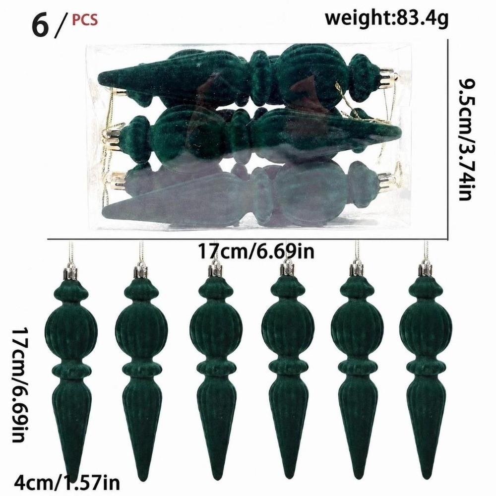 6pcs/Box Plastic Christmas Tree Ornaments Velvet Ball Velvet Ball Ornaments  Home Tree Decor