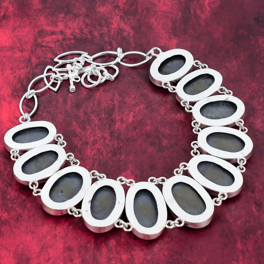 Natural Shungite Designer Necklace Handmade Jewelry, 925 Solid Sterling Silver Adjustable Chain Necklace Jewelry, For Thanksgiving