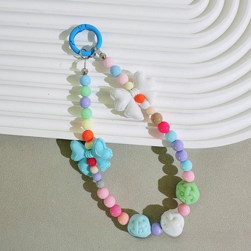 Милый кавайный мини-брелок с бантом конфетного цвета, мультяшный красочный телефон, шнурок для защиты от потери, кулон на рюкзак, украшение, подарки
