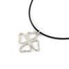 [L5363] - White 'Clover' Silver Necklace