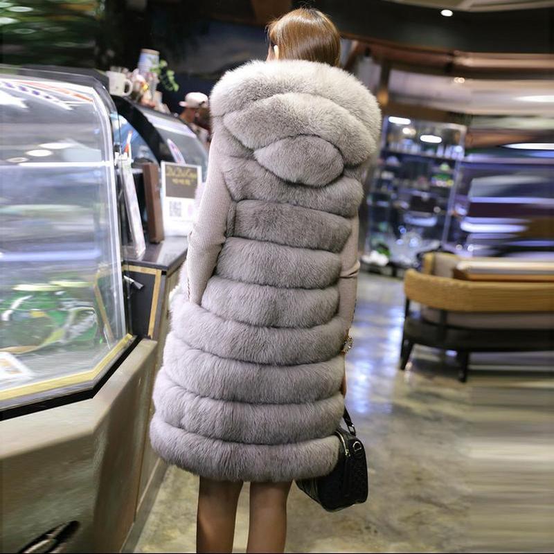 Меховая новая корейская версия мехового жилета женская модная майка с капюшоном из искусственного лисьего волоса