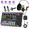 F998 Podcast Live Equipment Bundle, Professional Live Sound Card with Microphone Set Mixer Recording Studio Package Music Singin