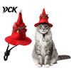 Small Dog Santa Costume Christmas Cat Hat, Red Pointed Hat with Bell And Bow, Adjustable Decorative Pet Felt for Dogs, Cats, Festive Party