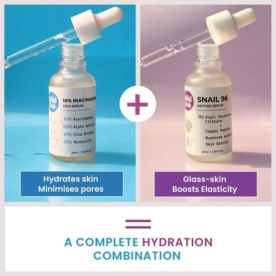 WildOak Hydration & Pore Minimizer Serum Combo: 10% Niacinamide Cica Serum + Snail 96 Peptide Serum | 30ml Each