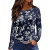 Women's Fashion Casual Slit Hem Round Neck Long Sleeve Loose  Printed T-Shirt Ladies Top Tops for Women Womens Tops and Blouses