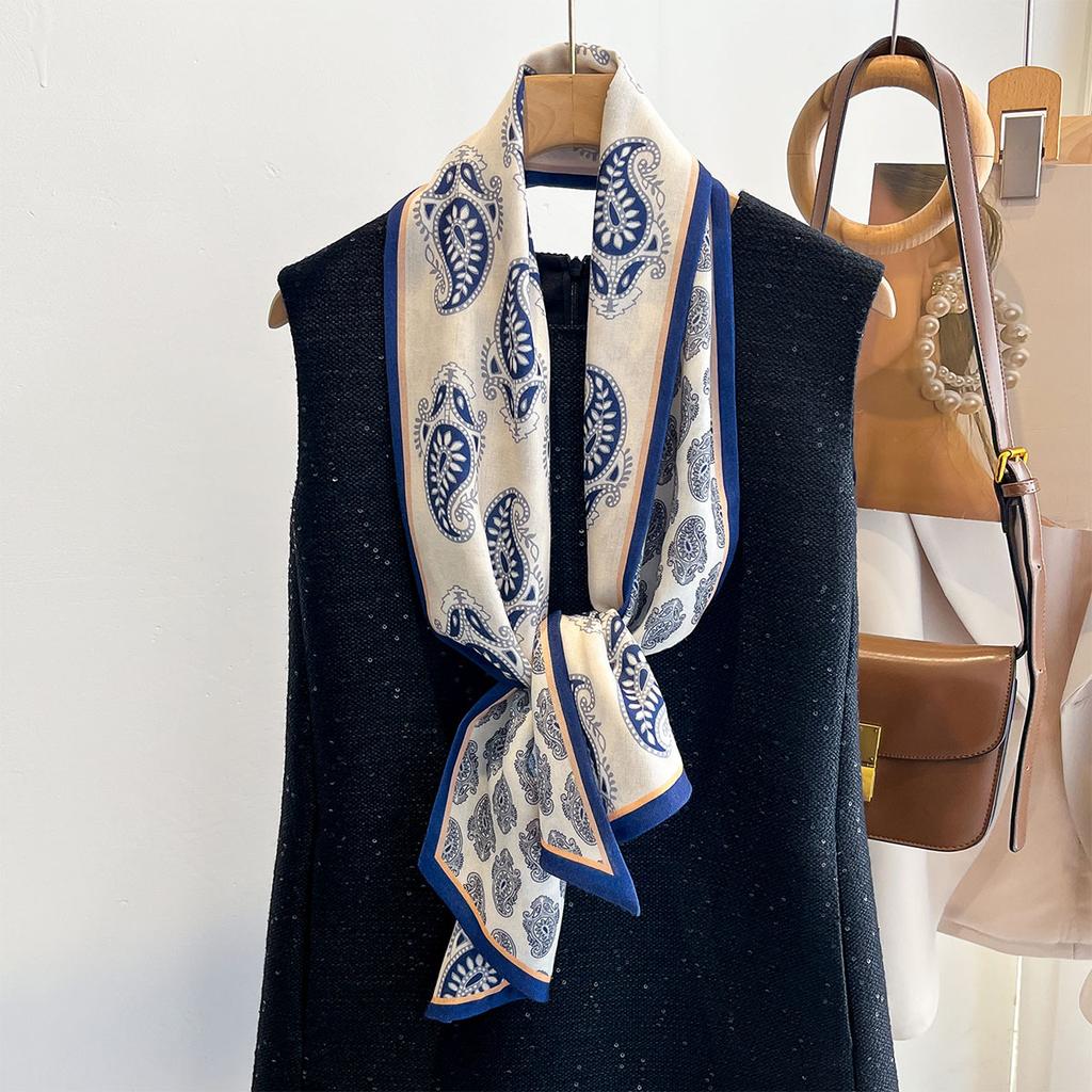 Cashew series double-sided bevel long scarf silk scarf female Korean version spring and summer versatile wristband headband fashion professional trend
