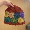 Handmade Crochet Colorful Flower Women'S Hat